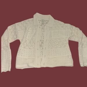 Joie Open-Knit Button Front Cardigan – Medium crochet knitted vintage inspired